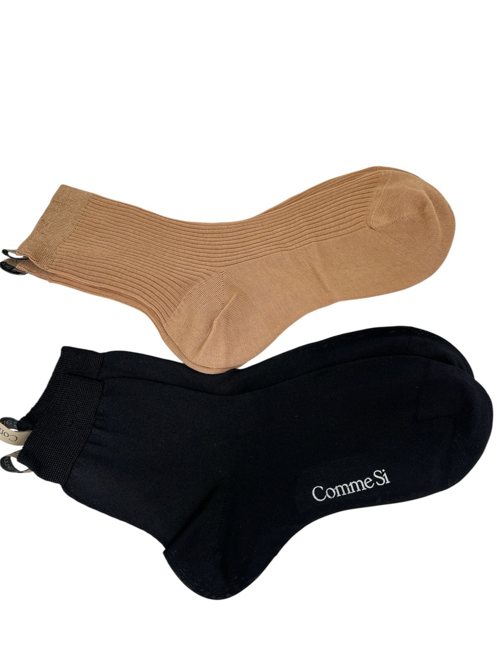 Comme Si Socks Pair of 2 Neutrals Black NWOT